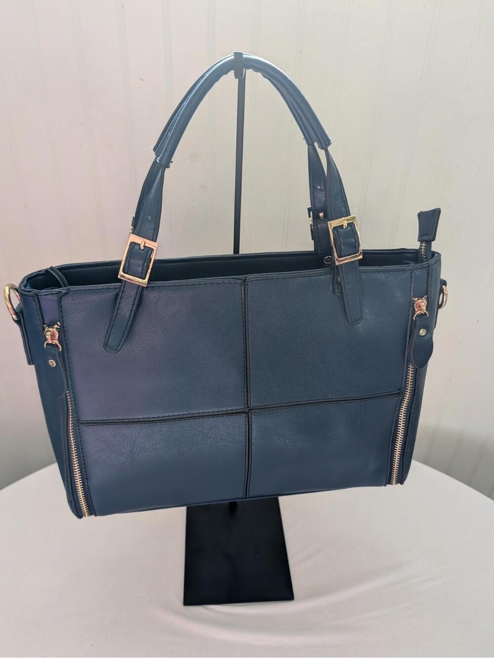 Shoulder Bag Top Handle Many Pockets Blue
